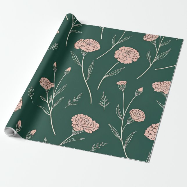 Cadeau Papier d'enveloppement de la fleur d'oeillet (Déroulé)