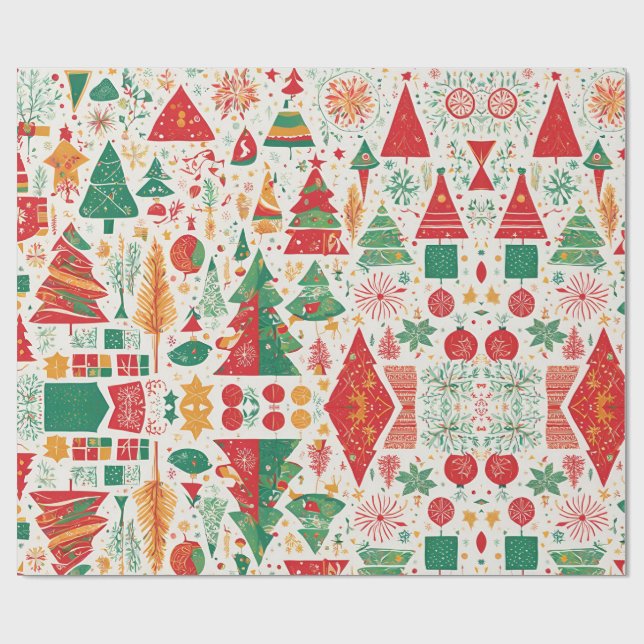 Cadeau Papier d'enveloppement de la forêt de Noël (Plat)
