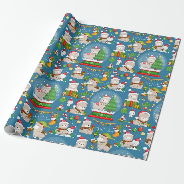 Cadeau Papier d'enveloppement de lamas de Noël (Déroulé)