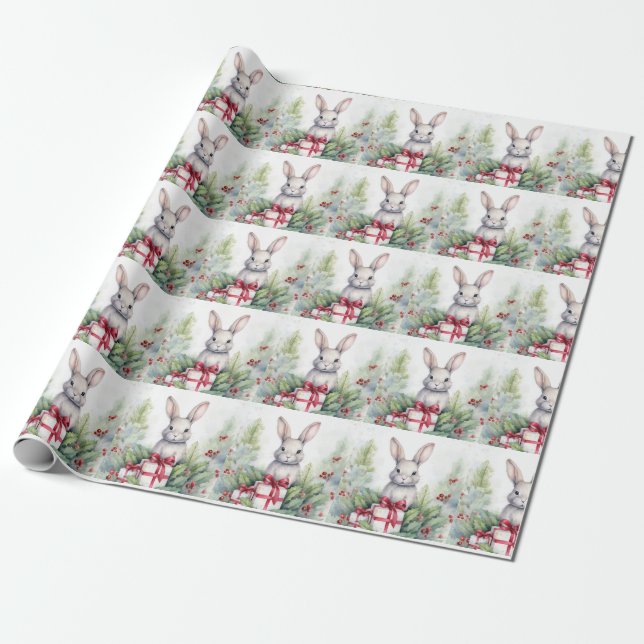 Cadeau Papier d'enveloppement de lapin de Noël (Déroulé)