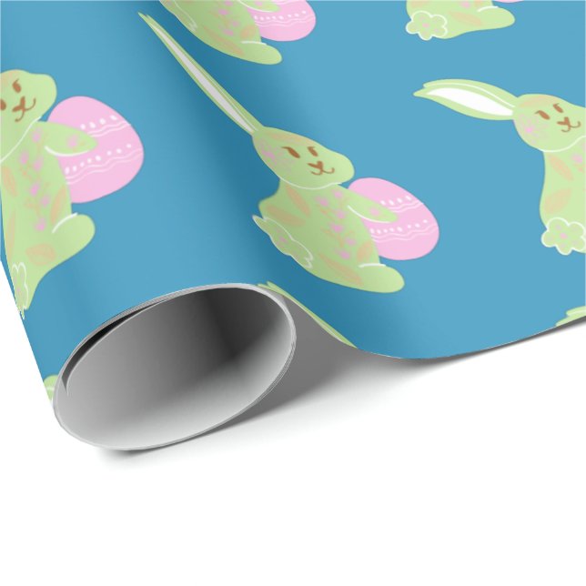 Cadeau Papier d'enveloppement de lapin de Pâques (Coin rond)