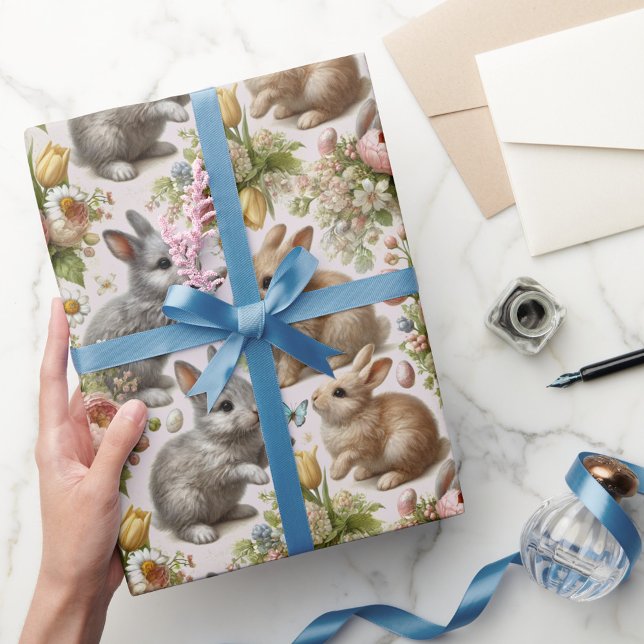 Cadeau Papier d'enveloppement de lapin de Pâques de charm (Créateur téléchargé)