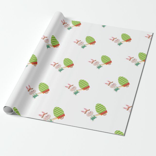 Cadeau Papier d'enveloppement de lapin de Pâques mignon (Déroulé)