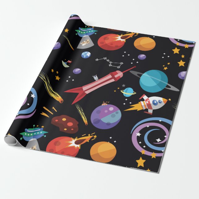 Cadeau Papier d'enveloppement de l'espace extra-atmosphér (Déroulé)