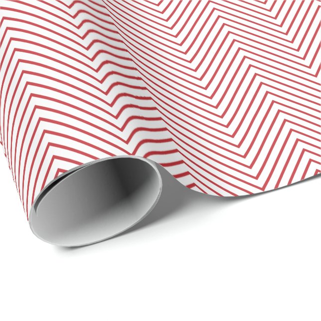 Cadeau Papier d'enveloppement de ligne Chevron - Rouge fo (Coin rond)