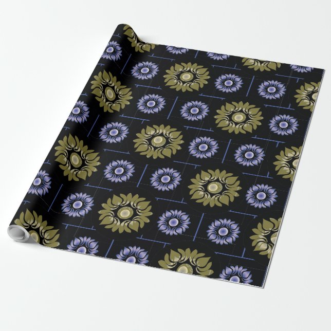 Cadeau Papier d'enveloppement de Lotus violet et beige (Déroulé)