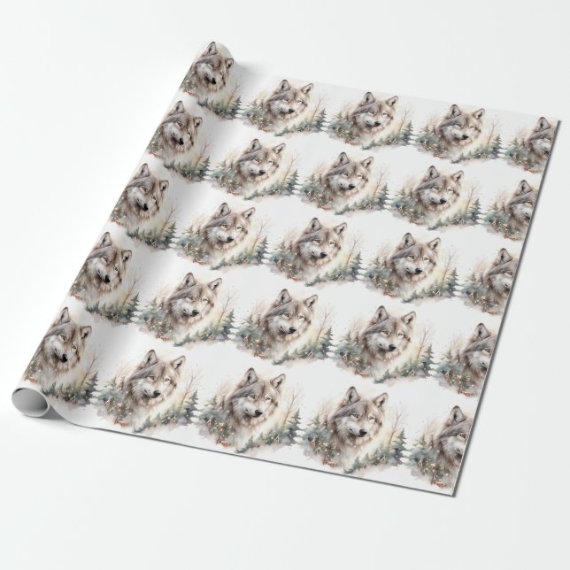 Cadeau Papier d'enveloppement de loup d'hiver (Déroulé)