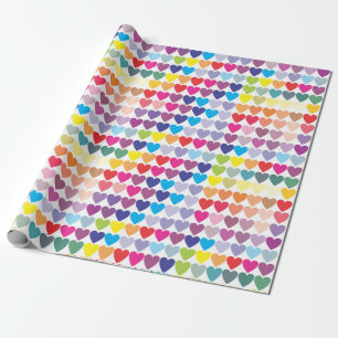 Cadeau Papier d'enveloppement de matte de coeur arc-en-ci