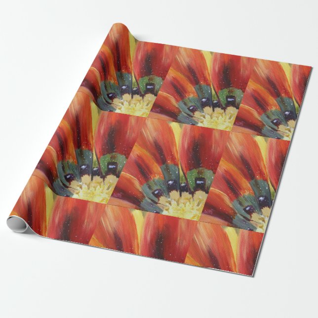 Cadeau Papier d'enveloppement de matte Feuille à fleurs o (Déroulé)