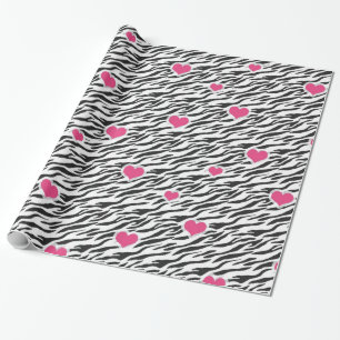 Cadeau Papier d'enveloppement de motif zébré et de coeur 