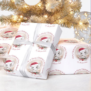 Cadeau Papier d'enveloppement de Noël à l'éléphant mignon