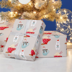 Cadeau Papier d'enveloppement de Noël à l'ours polaire et