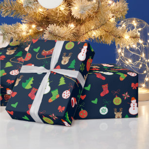 Cadeau Papier d'enveloppement de Noël avec personnages de