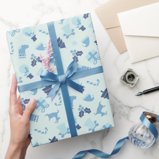 Cadeau Papier d'enveloppement de Noël bleu mou (Cadeaux)