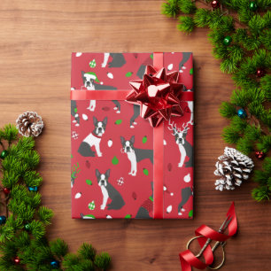 Cadeau Papier d'enveloppement de Noël Boston Terrier