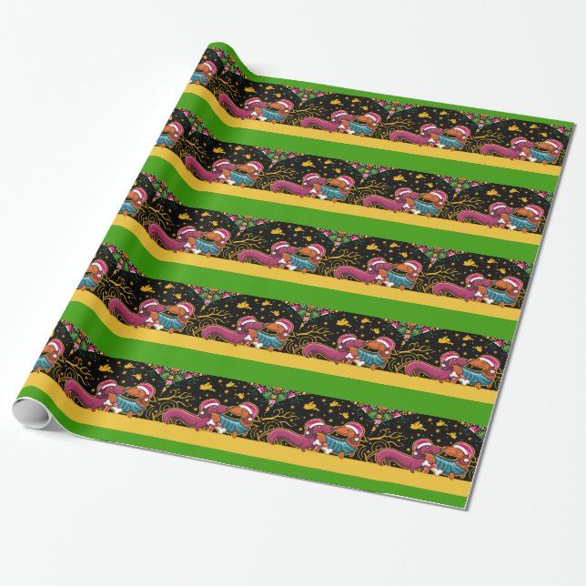 Cadeau Papier d'enveloppement de Noël Dachsunds - SRF (Déroulé)