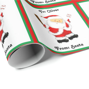 Cadeau Papier d'enveloppement de Noël de baseball personn