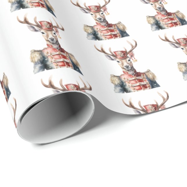 Cadeau Papier d'enveloppement de Noël de cerfs d'animaux (Coin rond)