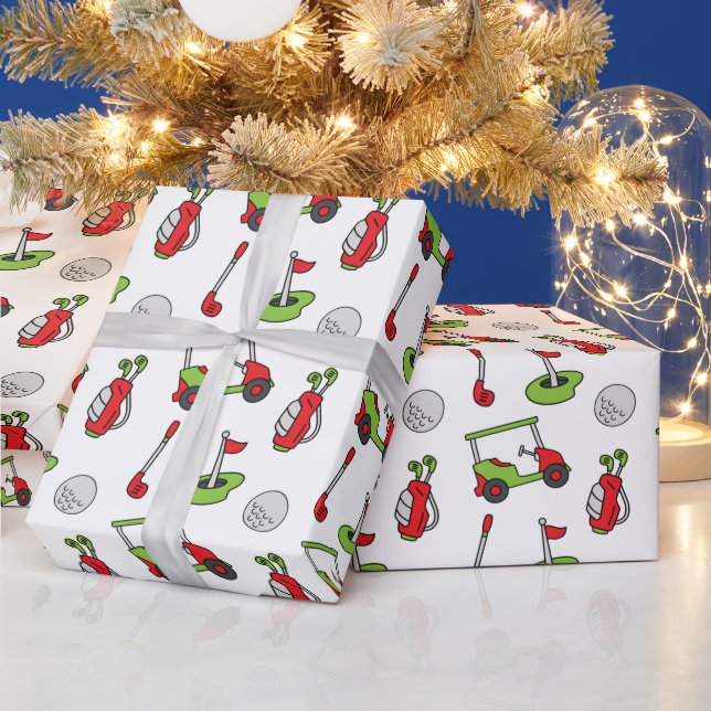 Cadeau Papier d'enveloppement de Noël de golf mignon (Vacances)