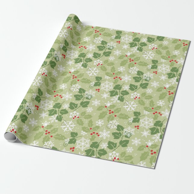 Cadeau Papier d'enveloppement de Noël de neige blanche (Déroulé)