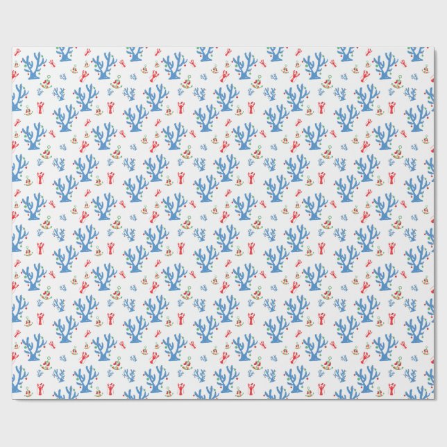 Cadeau Papier d'enveloppement de Noël de plage (Plat)