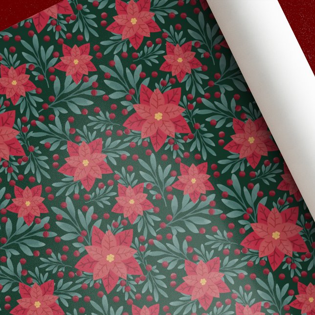 Cadeau Papier d'enveloppement de Noël de Poinsettia (Créateur téléchargé)