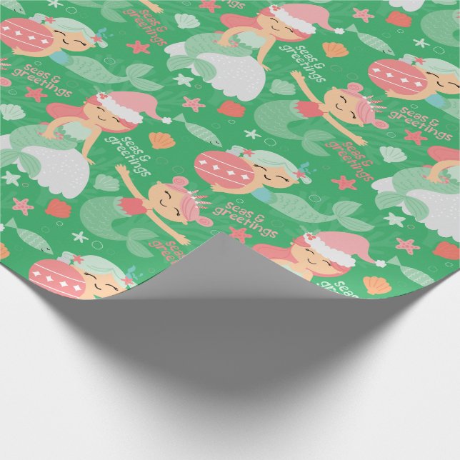 Cadeau Papier d'enveloppement de Noël de sirène (Coin)