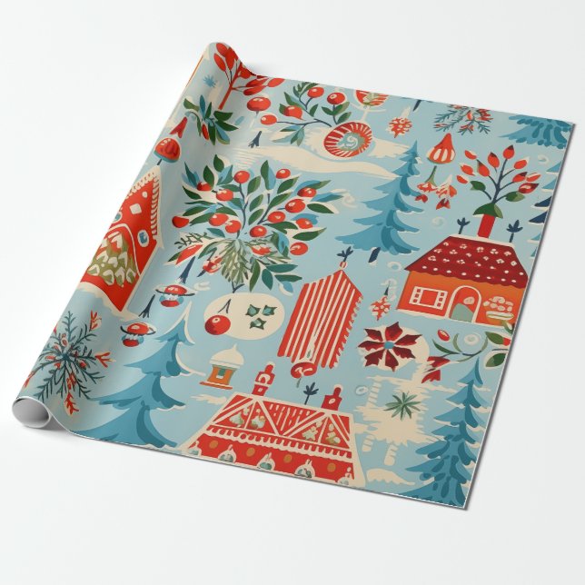 Cadeau Papier d'enveloppement de Noël des années 1940 (Déroulé)