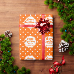 Cadeau Papier d'enveloppement de Noël des Pois orange