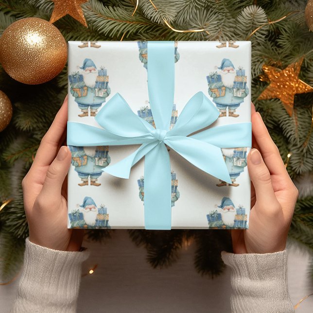 Cadeau Papier d'enveloppement de Noël du Père Noël bleu (Créateur téléchargé)