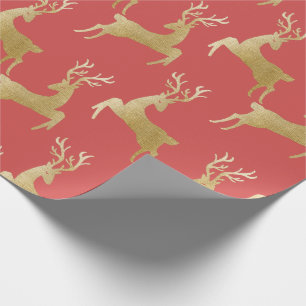 Cadeau Papier d'enveloppement de Noël Elegant Gold Deer