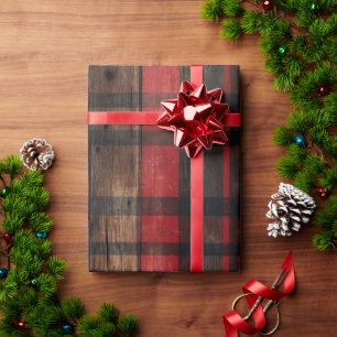Cadeau Papier d'enveloppement de Noël en bois de grange r