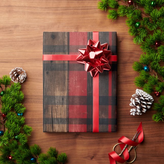 Cadeau Papier d'enveloppement de Noël en bois de grange r (Cadeau de vacances)
