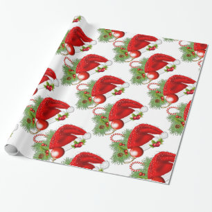 Cadeau Papier d'enveloppement de Noël Festif de Santa Hat