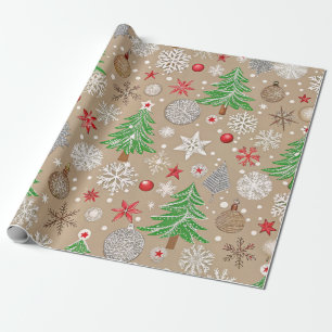 Cadeau Papier d'enveloppement de Noël Festive Silvery Kra