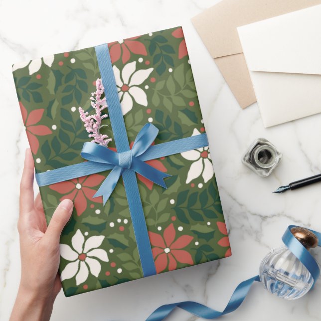 Cadeau Papier d'enveloppement de Noël Floral Fleur sauvag (Cadeaux)