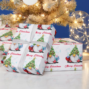 Cadeau Papier d'enveloppement de Noël Gnome mignon