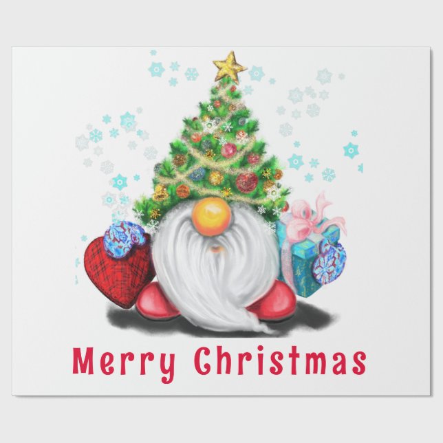 Cadeau Papier d'enveloppement de Noël Gnome mignon (Plat)