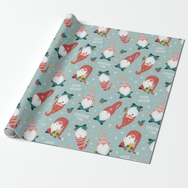 Cadeau Papier d'enveloppement de Noël Gnomes (Déroulé)