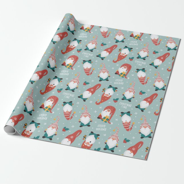 Cadeau Papier d'enveloppement de Noël Gnomes (Déroulé)
