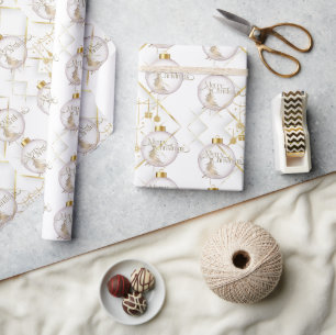 Cadeau Papier d'enveloppement de Noël Joyeux Or