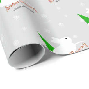 Cadeau Papier d'enveloppement de Noël lapin de neige