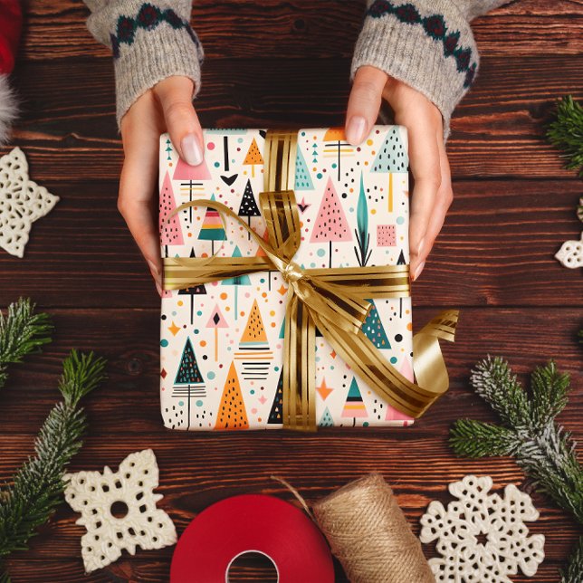 Cadeau Papier d'enveloppement de Noël moderne et géométri (Créateur téléchargé)
