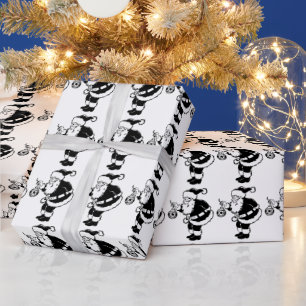 Cadeau Papier d'enveloppement de Noël noir et blanc du Pè