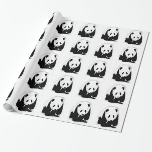 Cadeau Papier d'enveloppement de Noël Panda noir et blanc