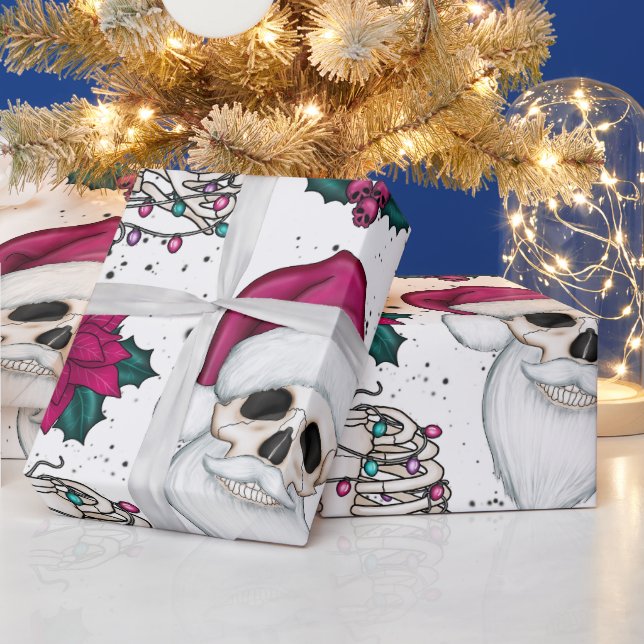 Cadeau Papier d'enveloppement de Noël père Noël Skull (Vacances)