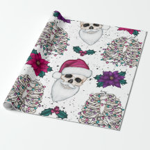 Papier d'enveloppement de Noël père Noël Skull