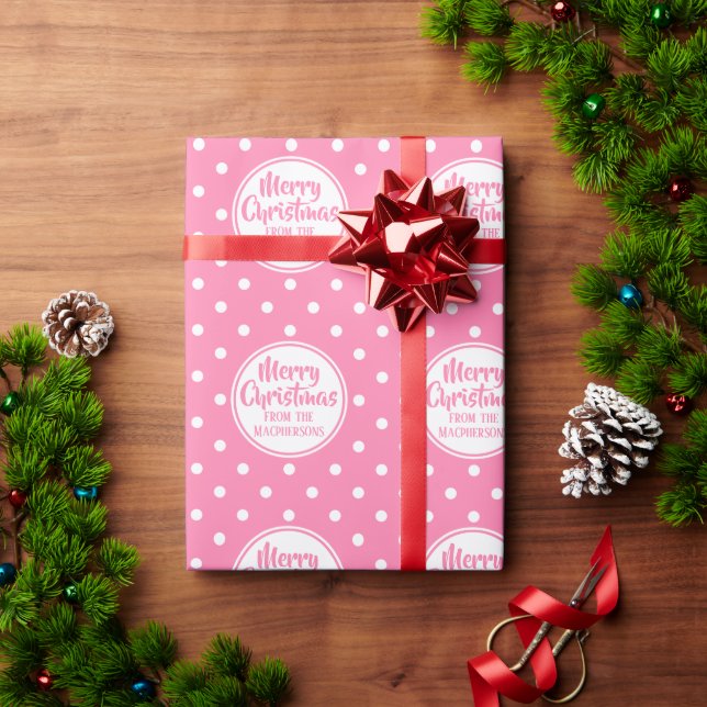 Cadeau Papier d'enveloppement de Noël Pois rose (Cadeau de vacances)