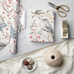 Cadeau Papier d'enveloppement de Noël pour oiseaux d'hive