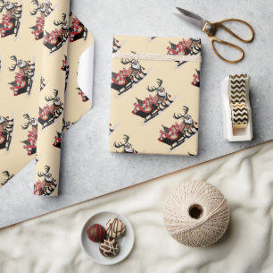 Cadeau Papier d'enveloppement de Noël Retro Père Noël